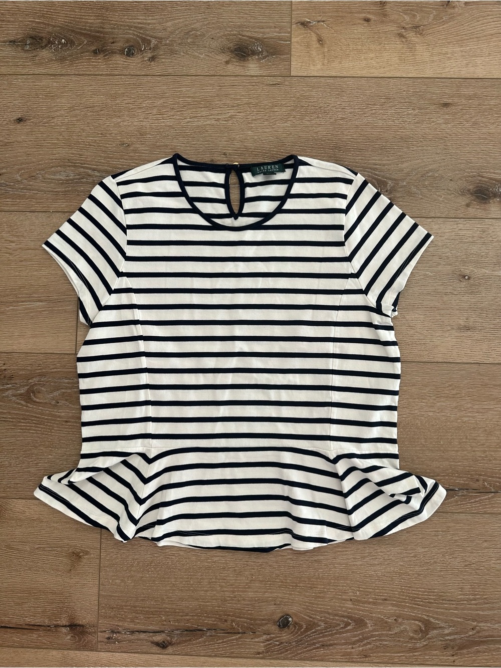 Lauren Ralph Lauren Striped Peplum Top nautical, coastal preppy short sleeve